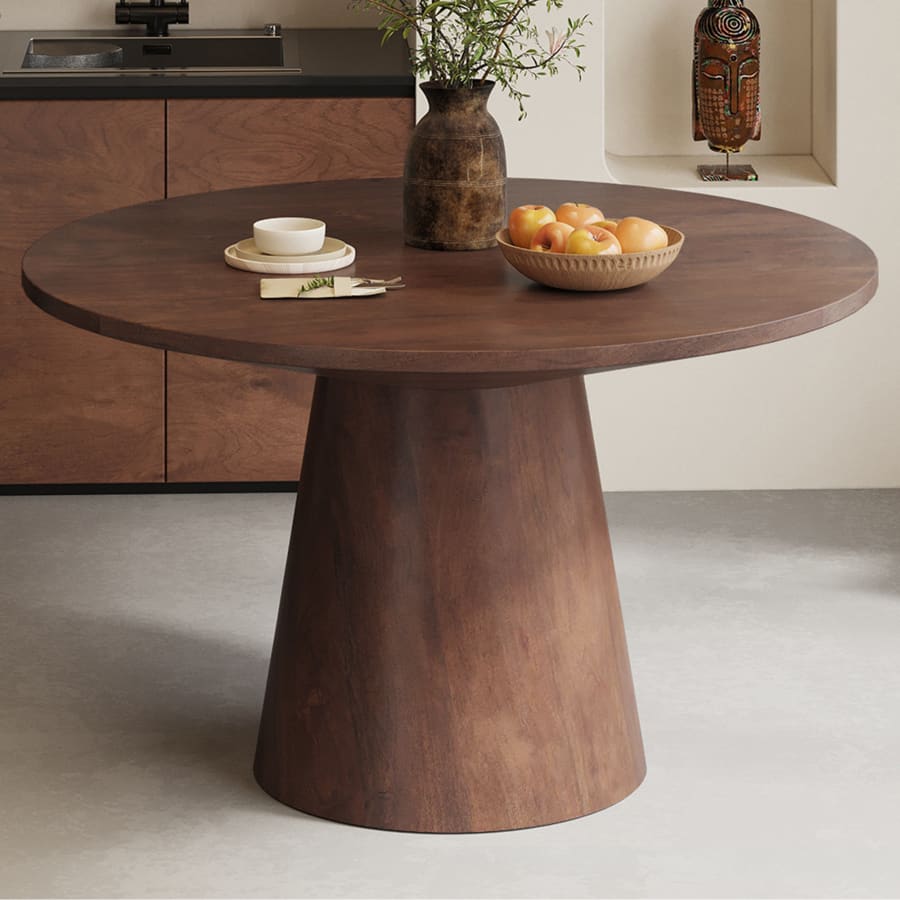 Table à manger ronde en bois de manguier D130 cm